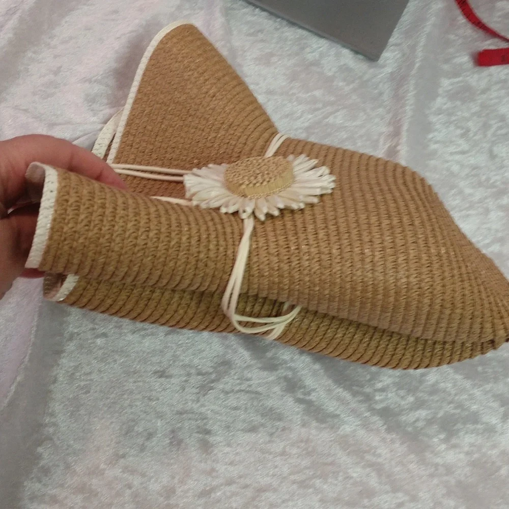 Floppy Hat With Flower Neutral 2-tone Boho Casual Country Vacation Minimalist - Picture 15 of 17